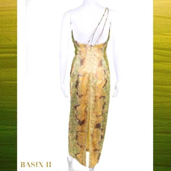 BASIX II Yellow/Green Snake Print 1Shoulder Dress - Picture 3 of 4
